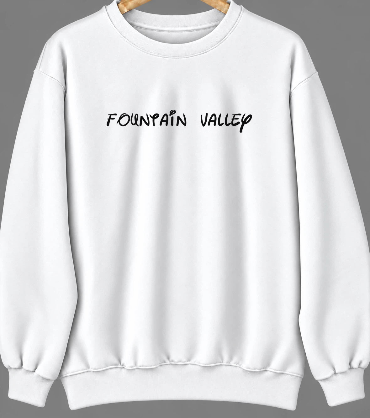 Fountain Valley, California Hometown Crewneck — White