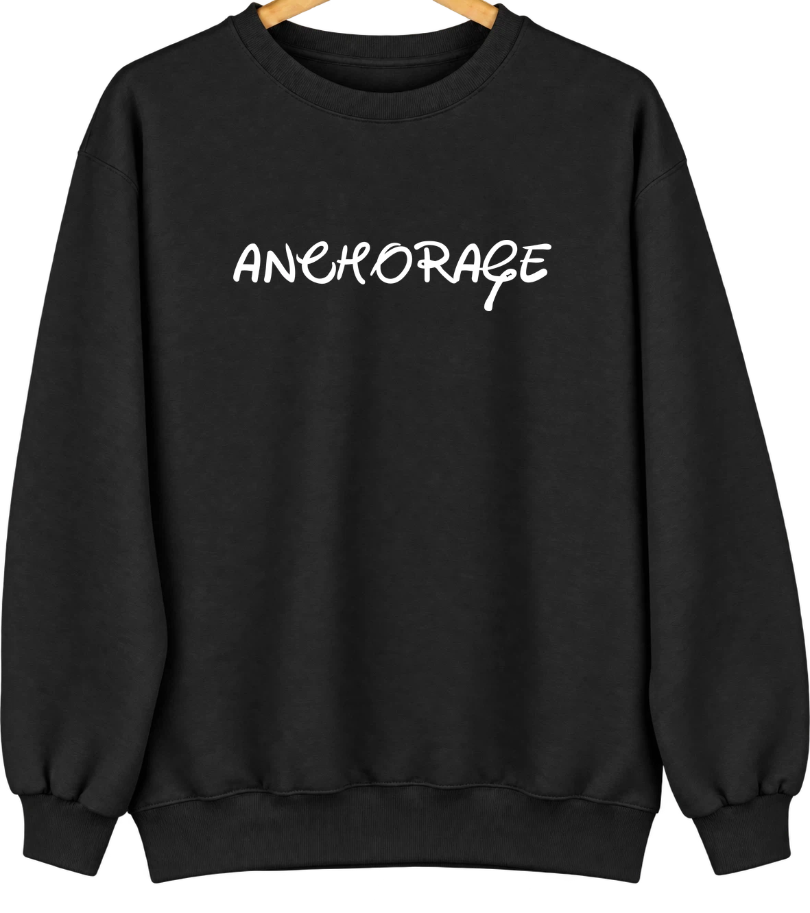 Anchorage, Alaska Hometown Crewneck — Black