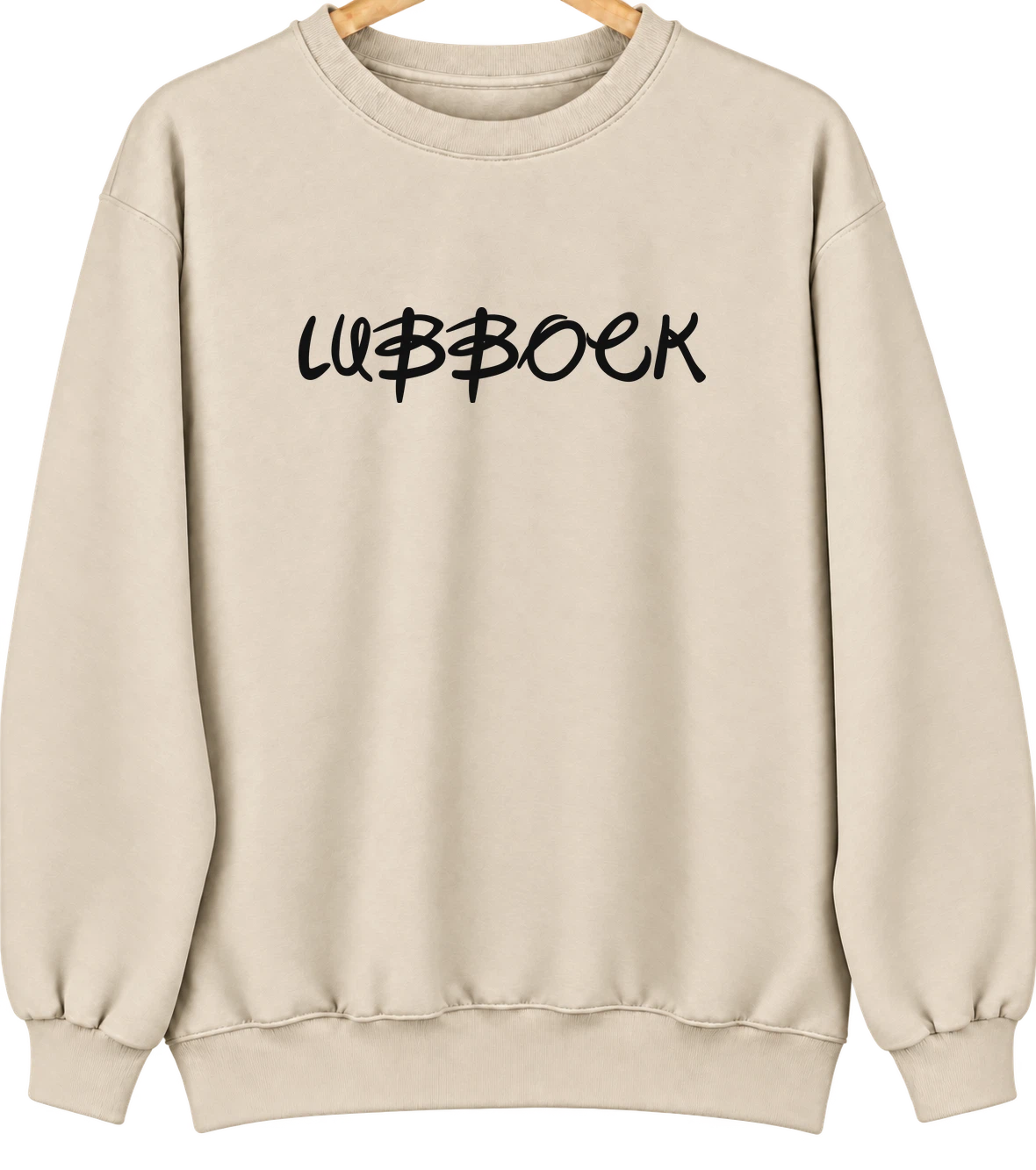 Lubbock, Texas Hometown Crewneck — Sand