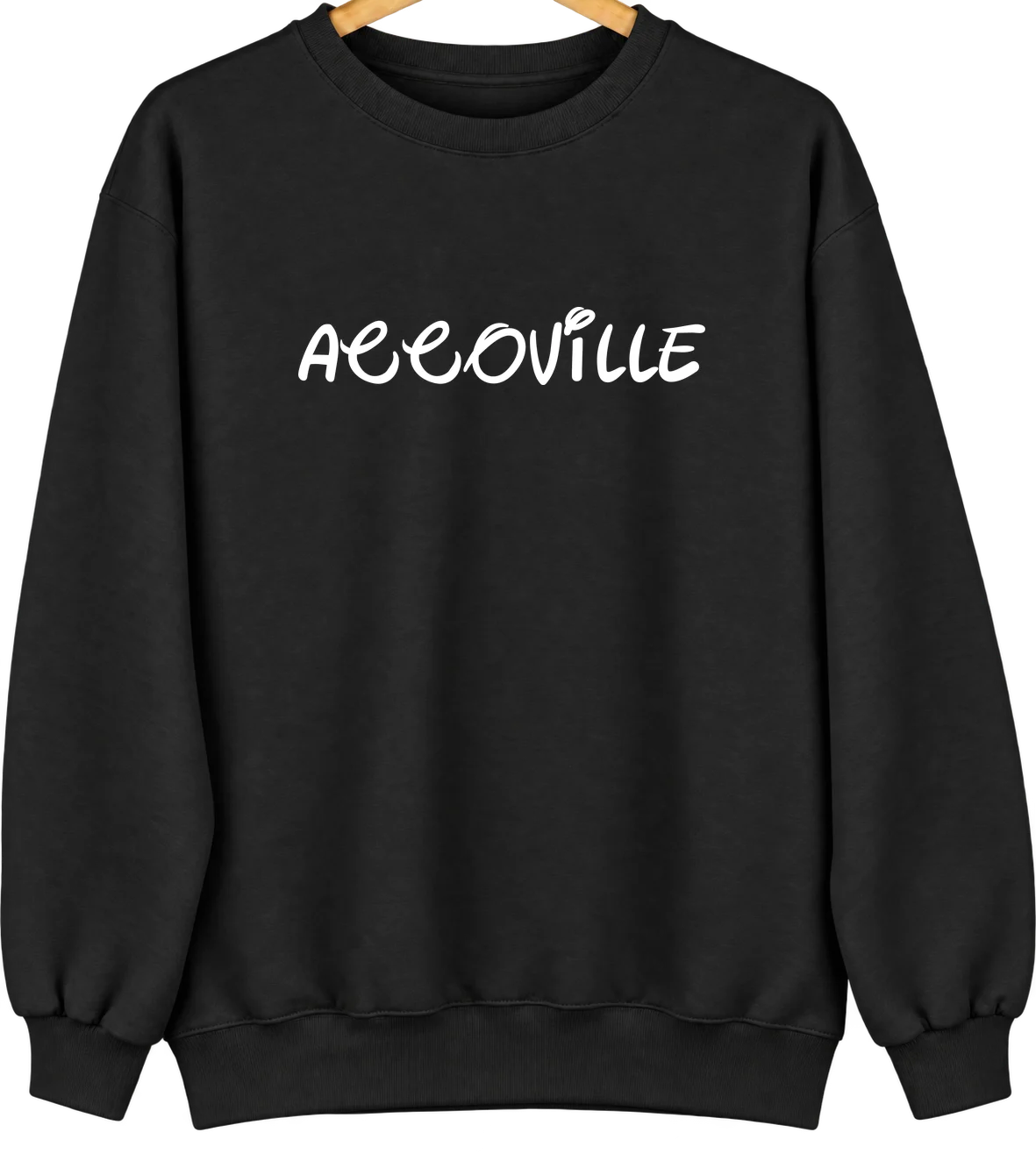 Accoville, West Virginia Hometown Crewneck — Black
