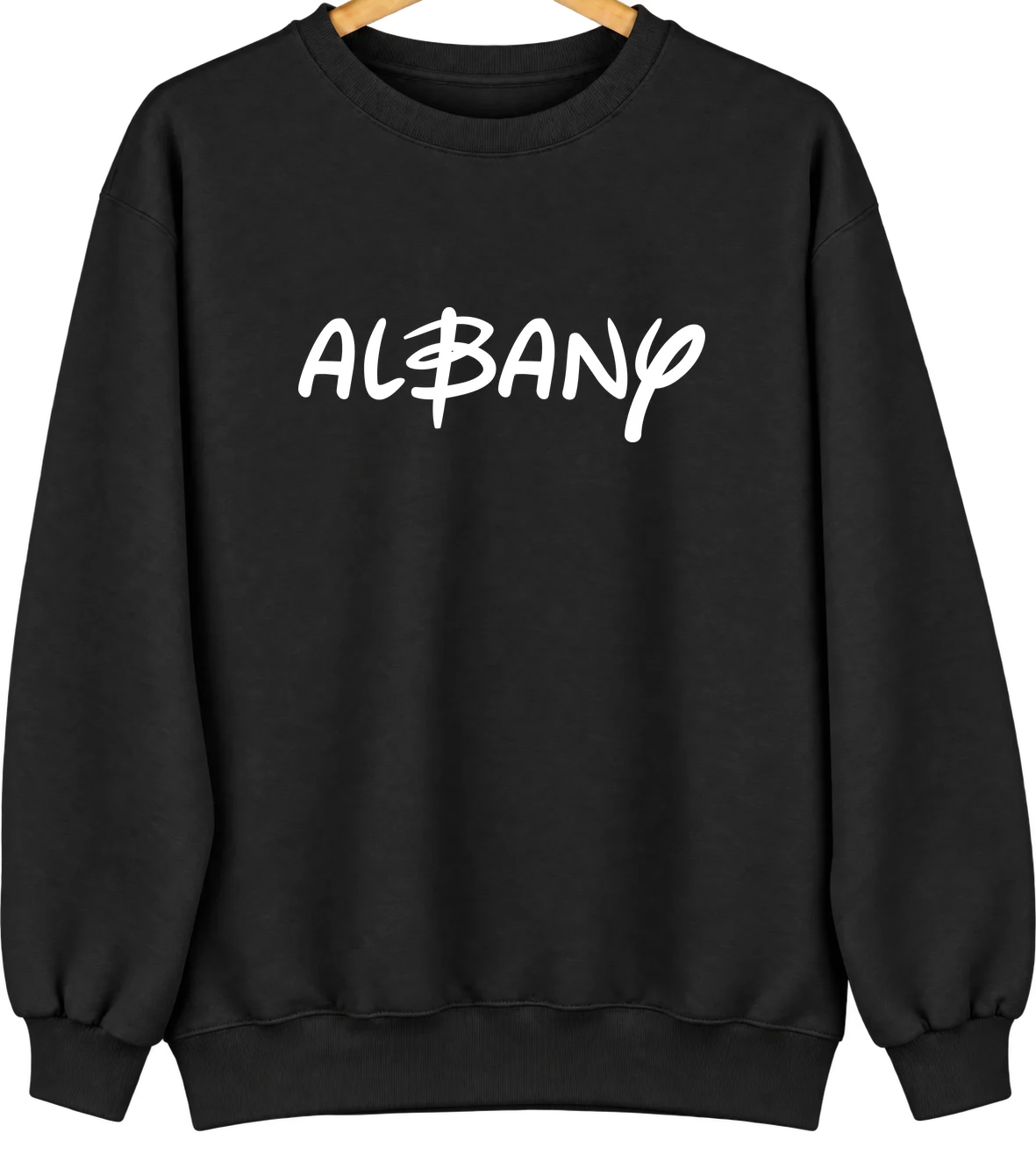 Albany, Louisiana Hometown Crewneck — Black