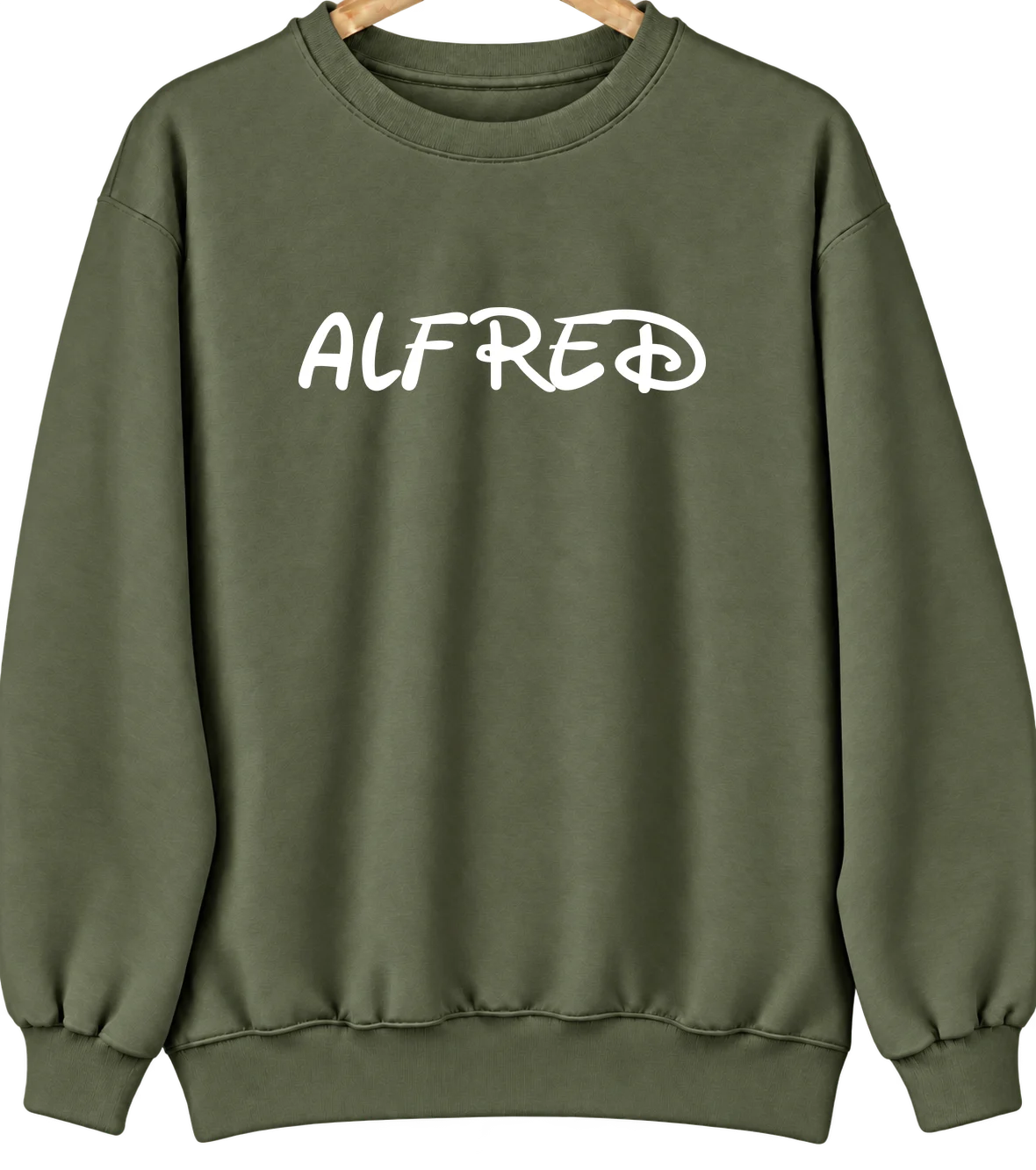 Alfred, Texas Hometown Crewneck — Military Green