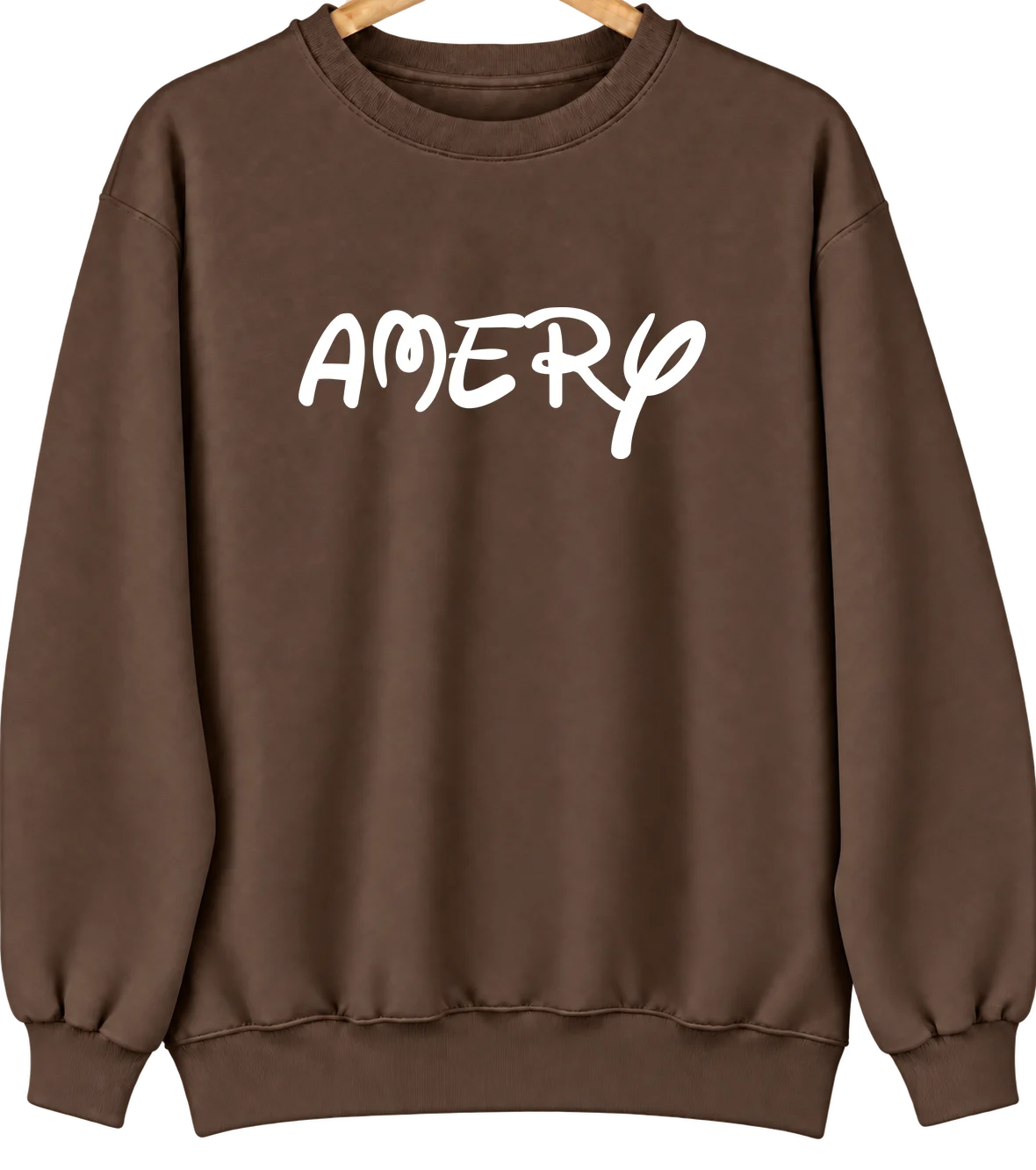 Amery, Wisconsin Hometown Crewneck — Brown