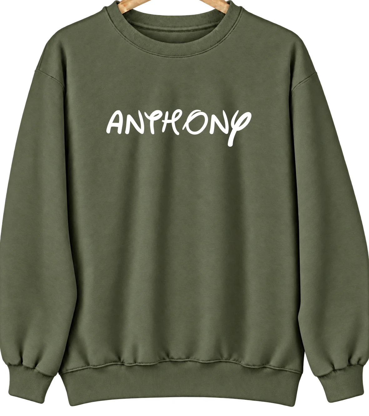 Anthony, New Mexico Hometown Crewneck — Military Green