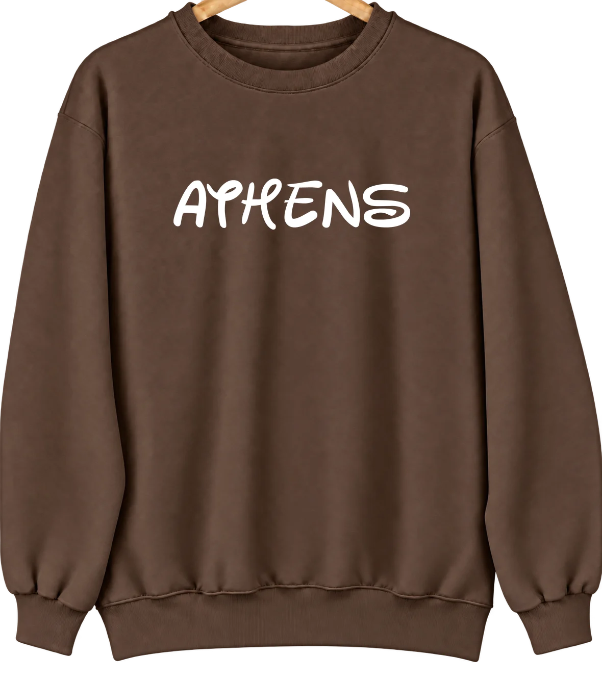 Athens, Wisconsin Hometown Crewneck — Brown