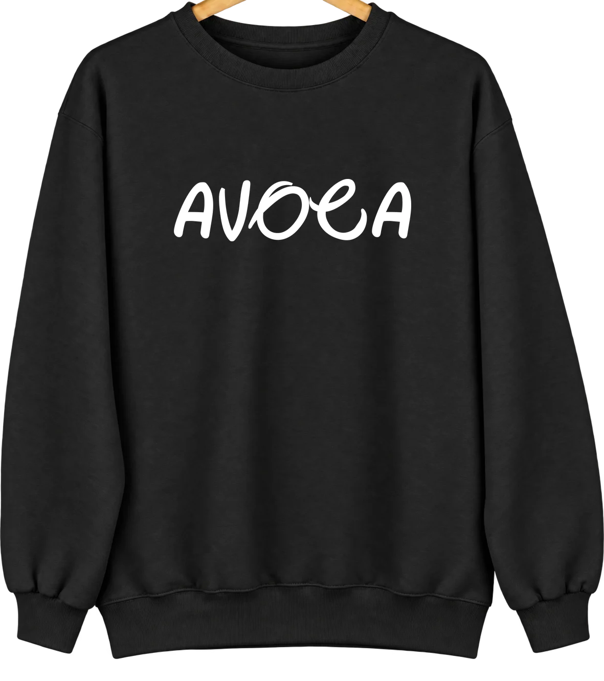 Avoca, Indiana Hometown Crewneck — Black