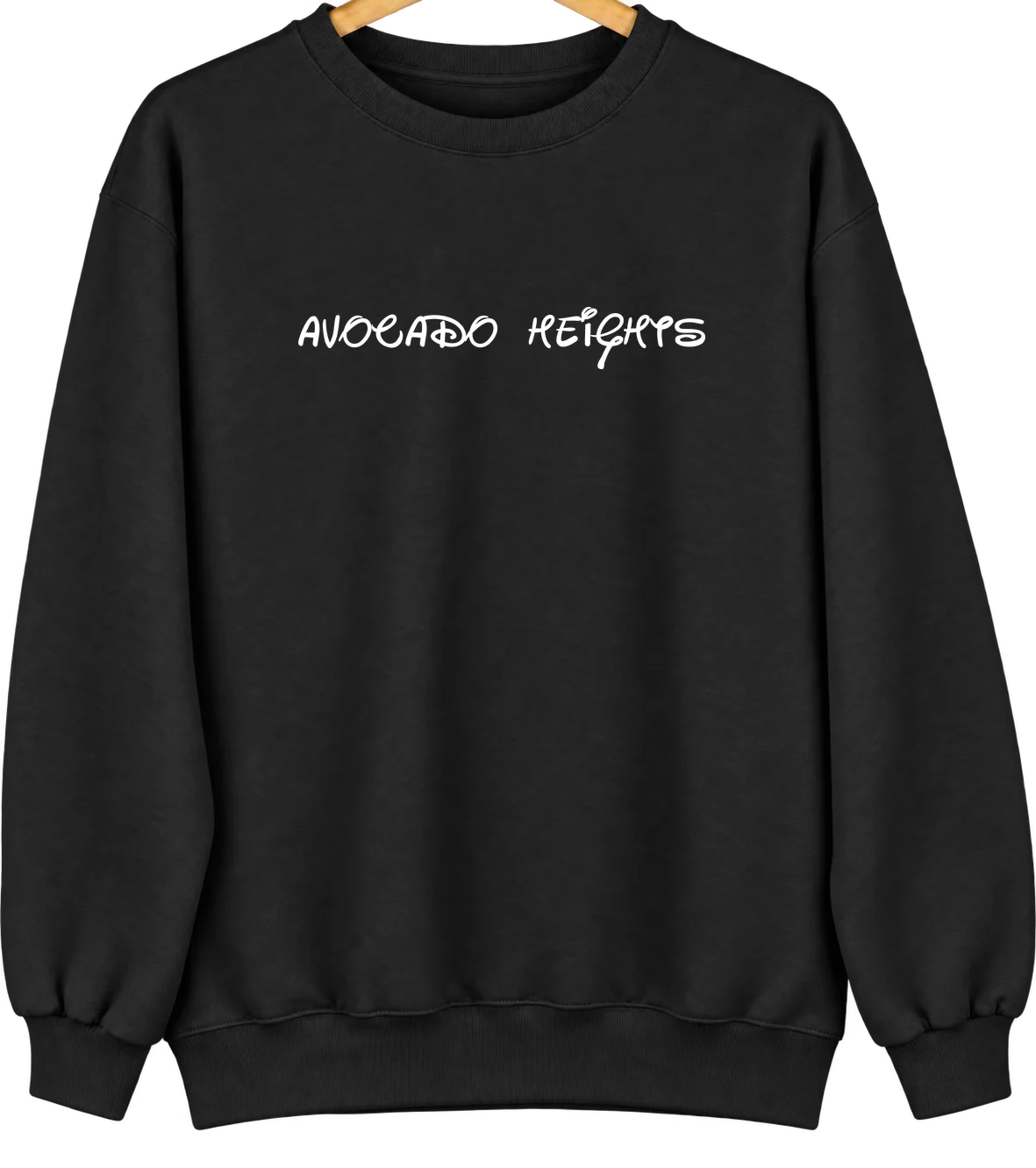 Avocado Heights, California Hometown Crewneck — Black