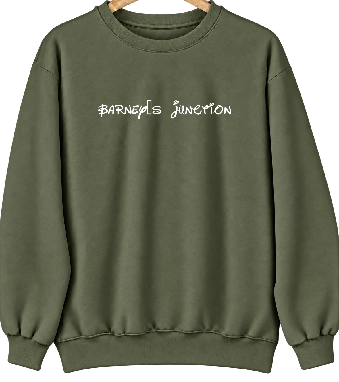 Barney's Junction, Washington Hometown Crewneck — Military Green