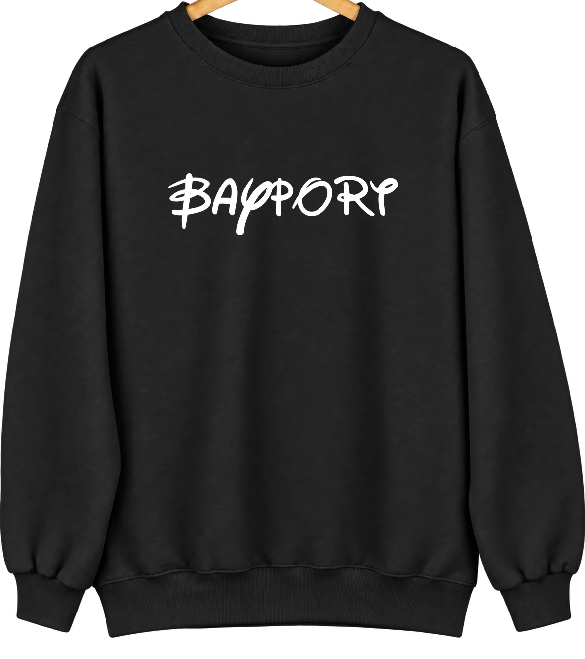 Bayport, New York Hometown Crewneck — Black