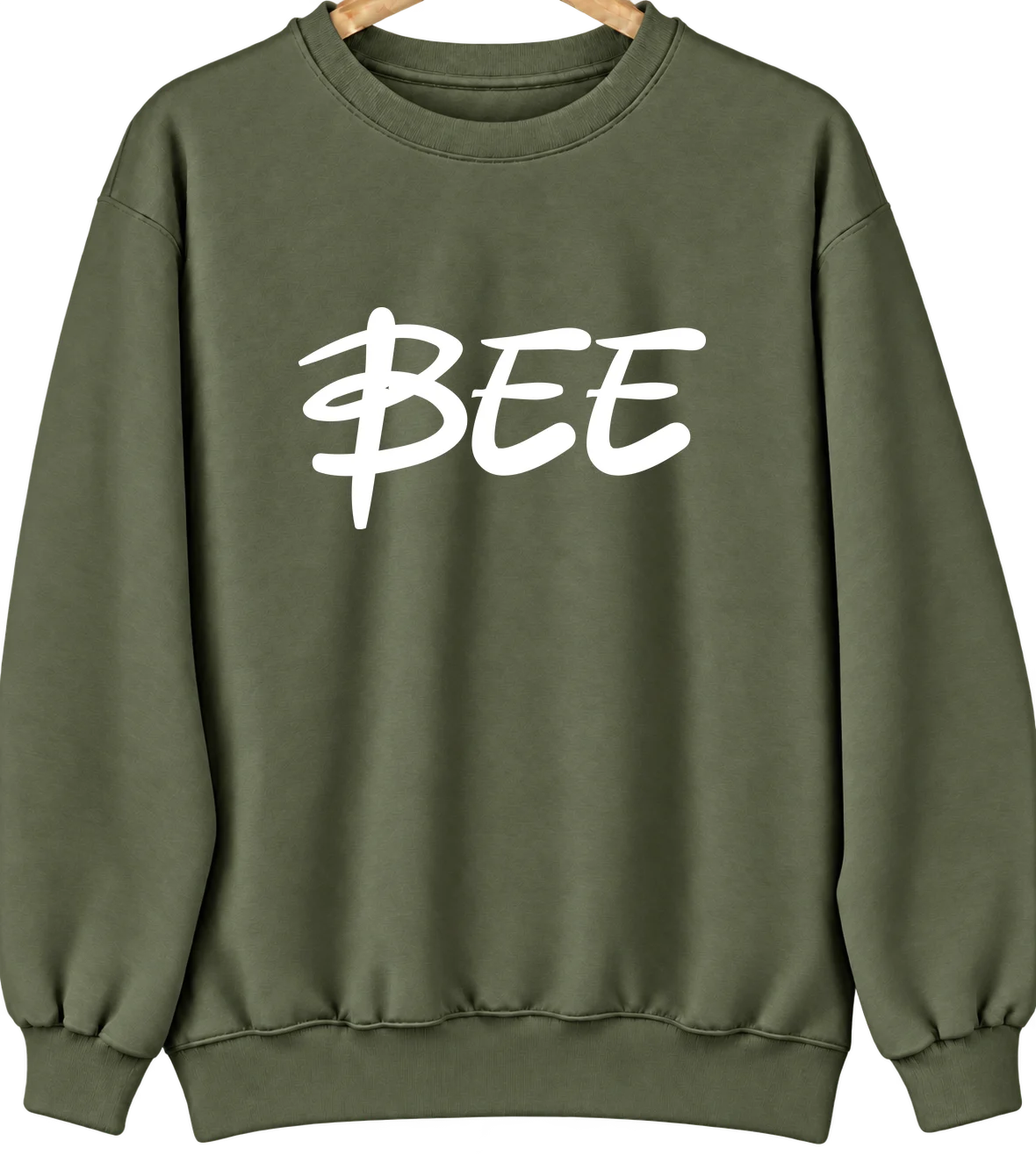 Bee, Nebraska Hometown Crewneck — Military Green