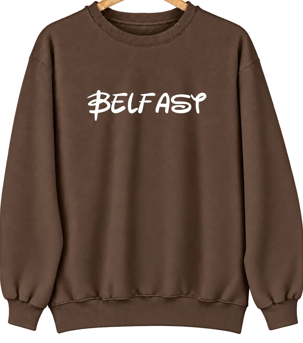 Belfast, Maine Hometown Crewneck — Brown