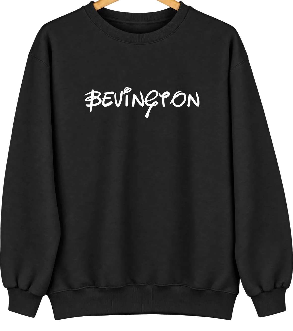 Bevington, Iowa Hometown Crewneck — Black