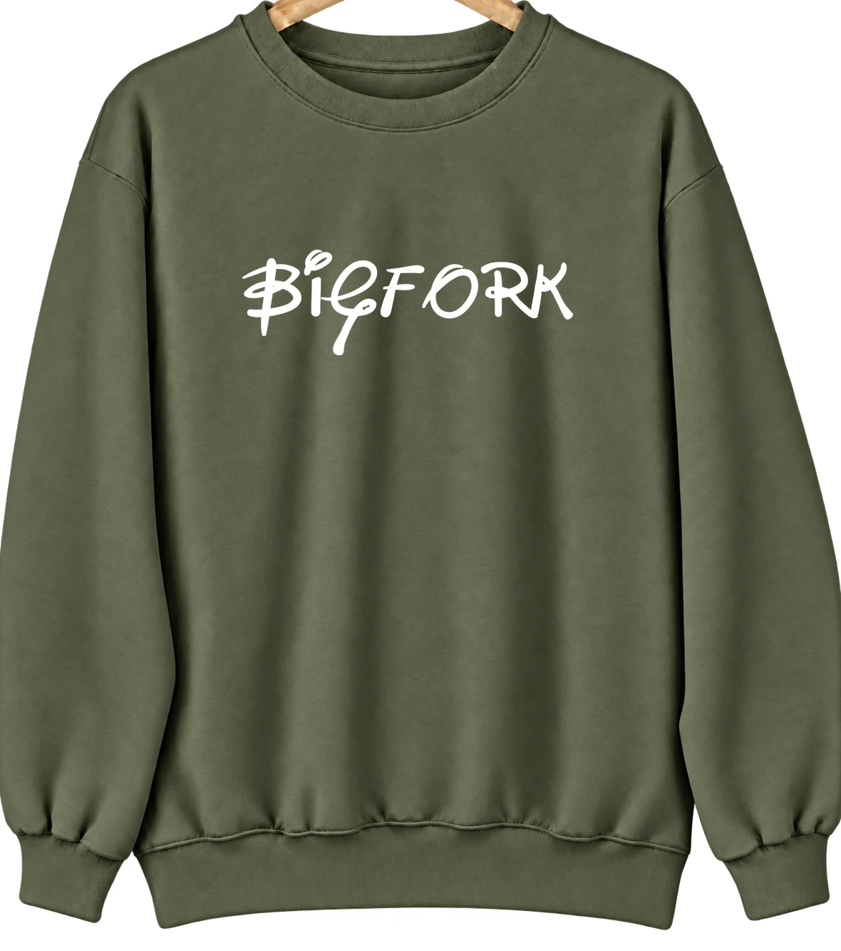 Bigfork, Minnesota Hometown Crewneck — Military Green