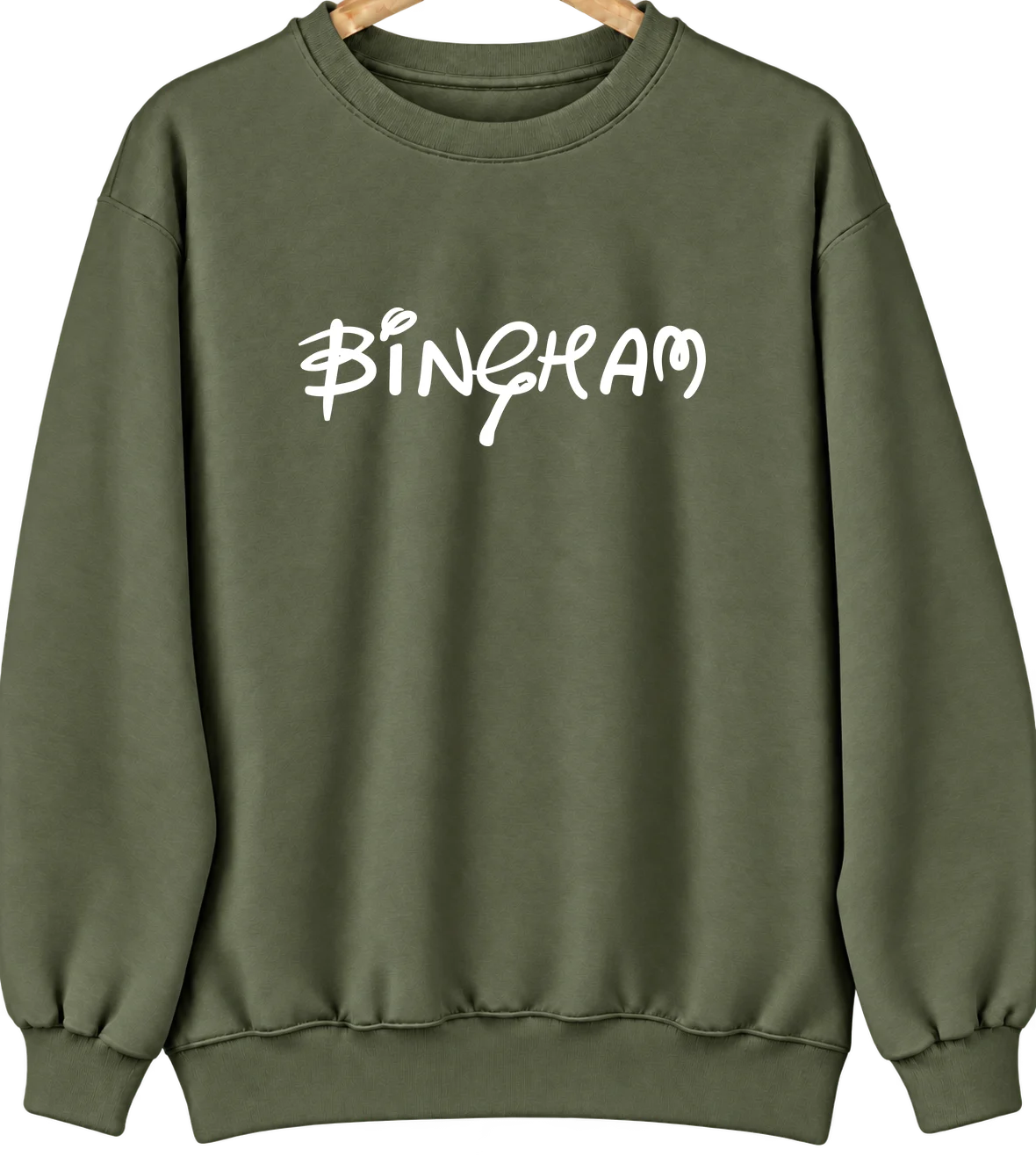 Bingham, Maine Hometown Crewneck — Military Green