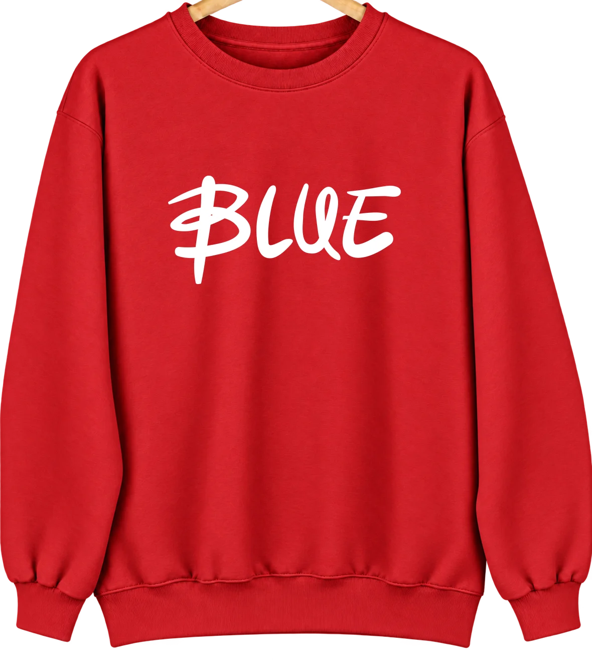 Blue, Oklahoma Hometown Crewneck — Red