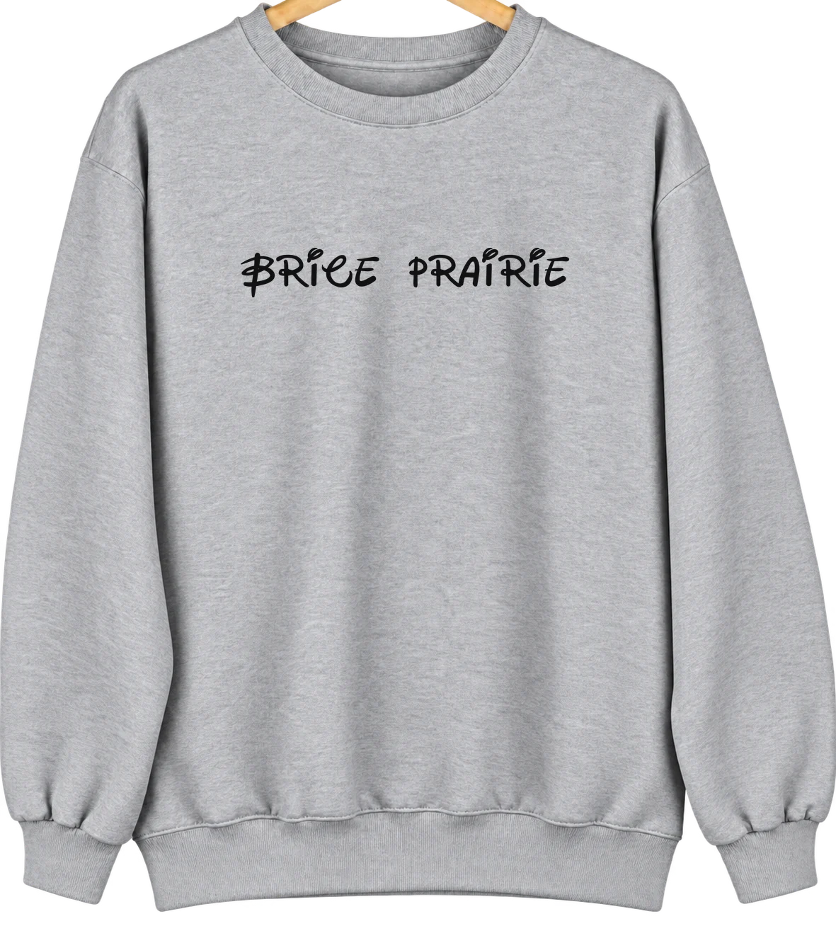 Brice Prairie, Wisconsin Hometown Crewneck — Sport Grey