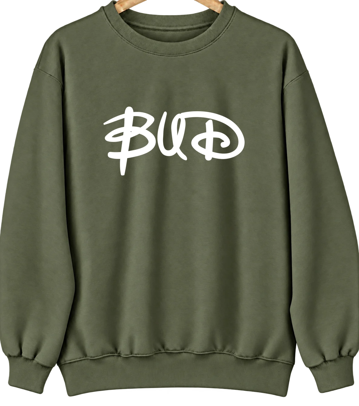 Bud, West Virginia Hometown Crewneck — Military Green