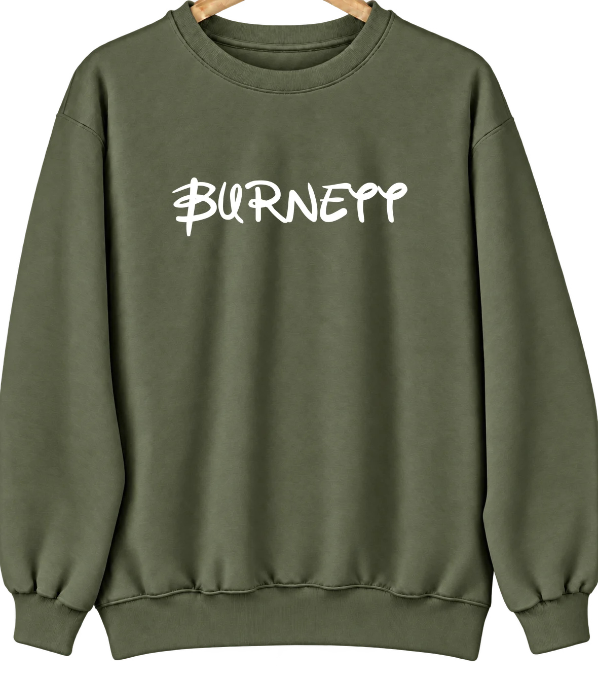 Burnett, Wisconsin Hometown Crewneck — Military Green