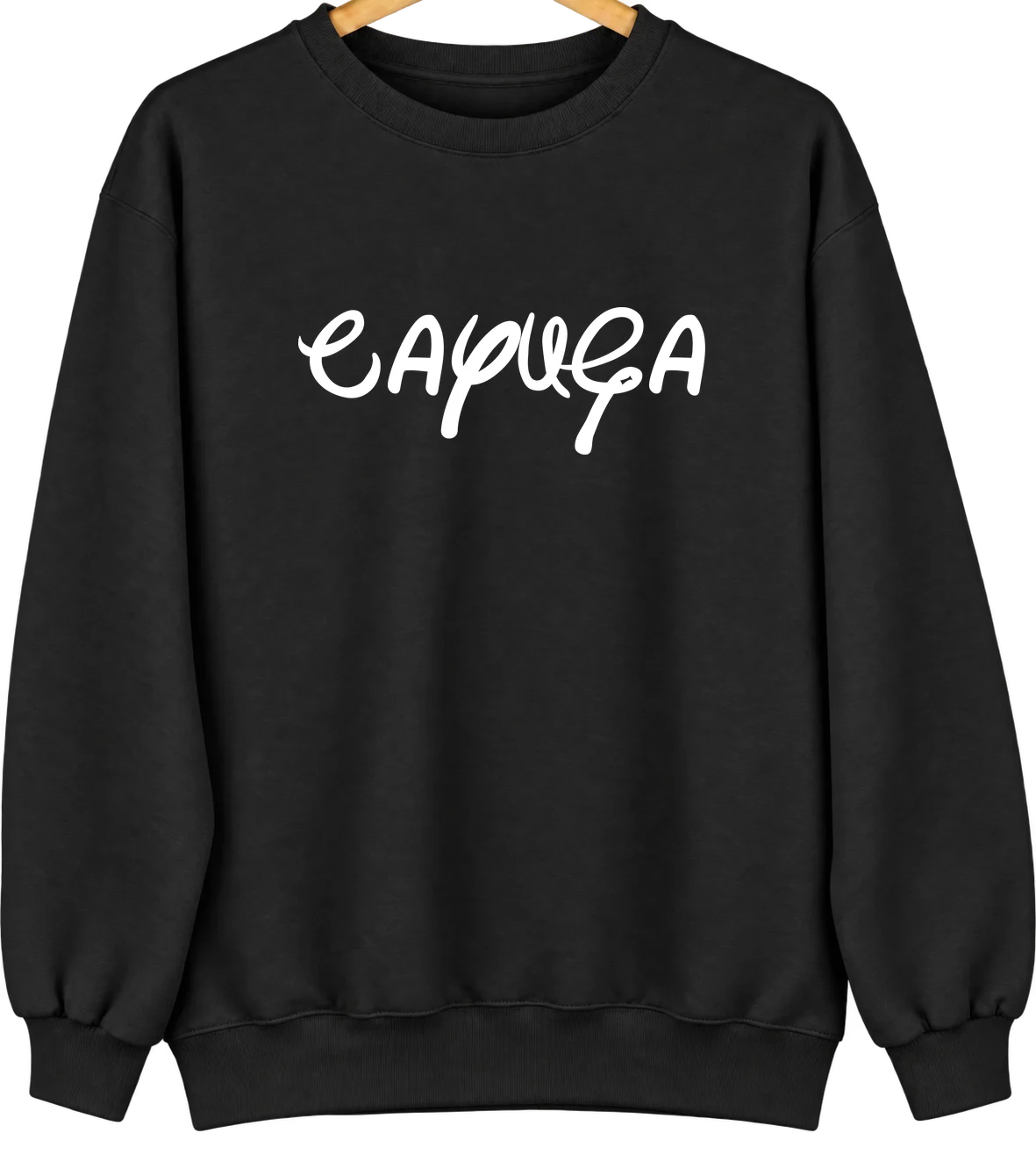 Cayuga, Indiana Hometown Crewneck — Black