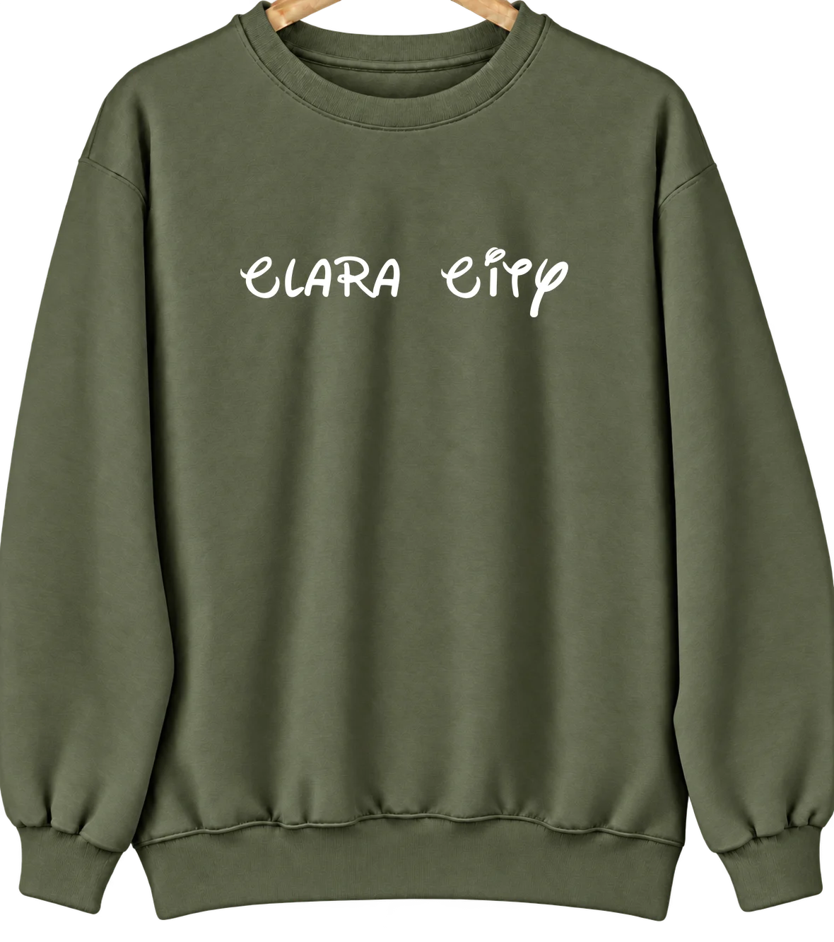 Clara City, Minnesota Hometown Crewneck — Military Green