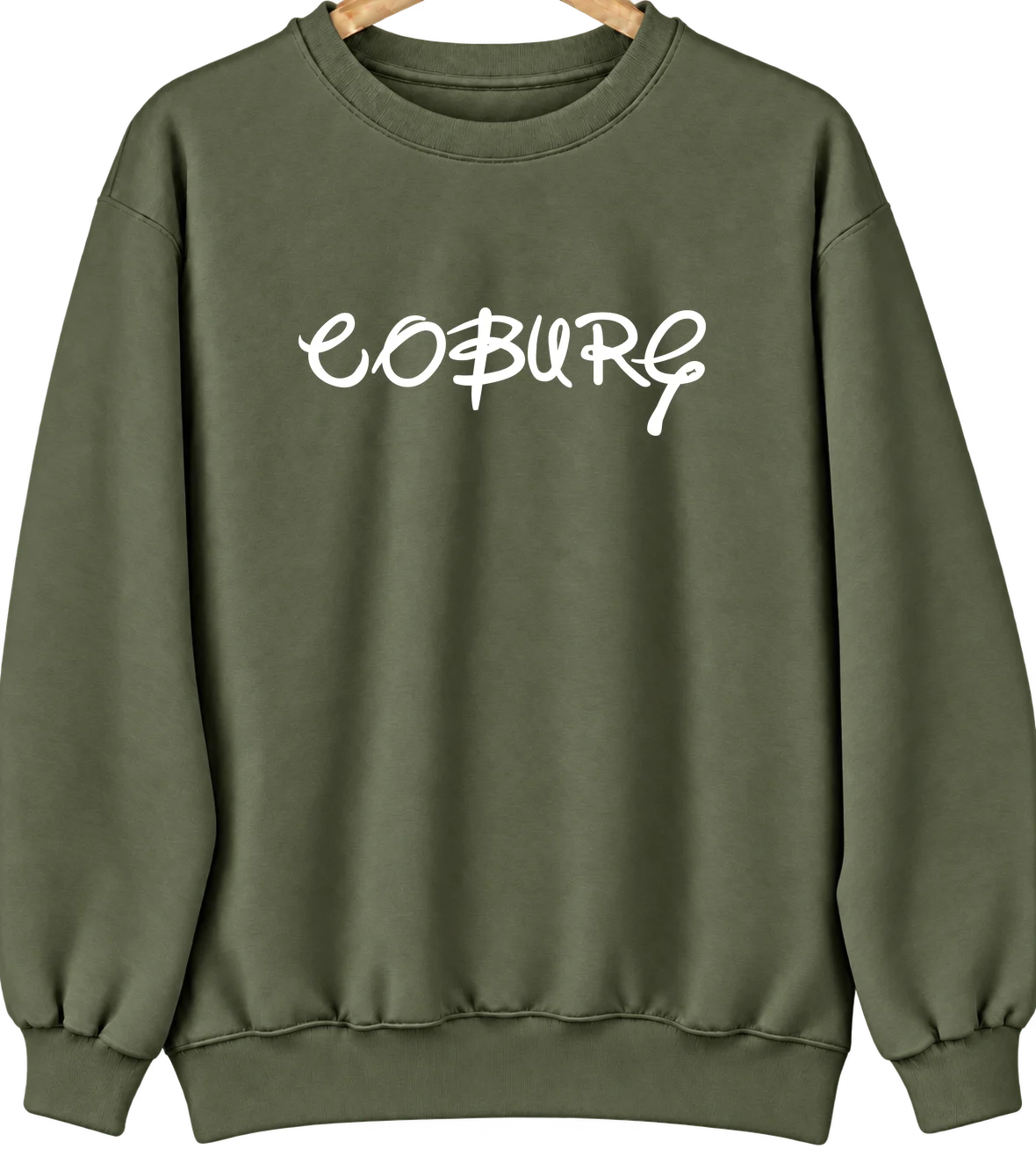 Coburg, Oregon Hometown Crewneck — Military Green