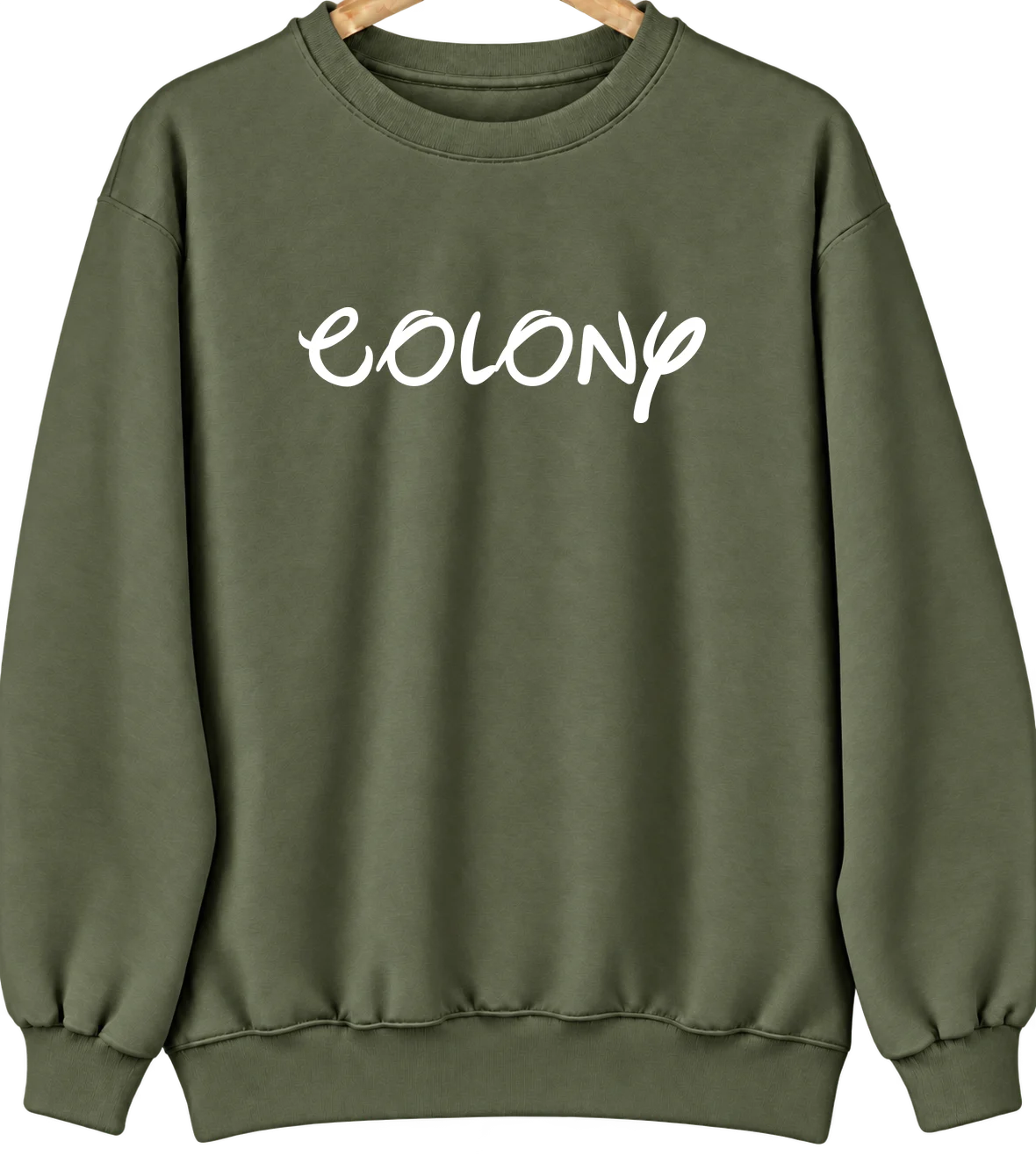Colony, Oklahoma Hometown Crewneck — Military Green