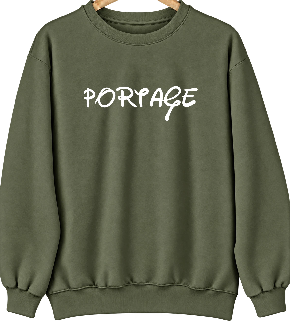 Portage, Indiana Hometown Crewneck — Military Green