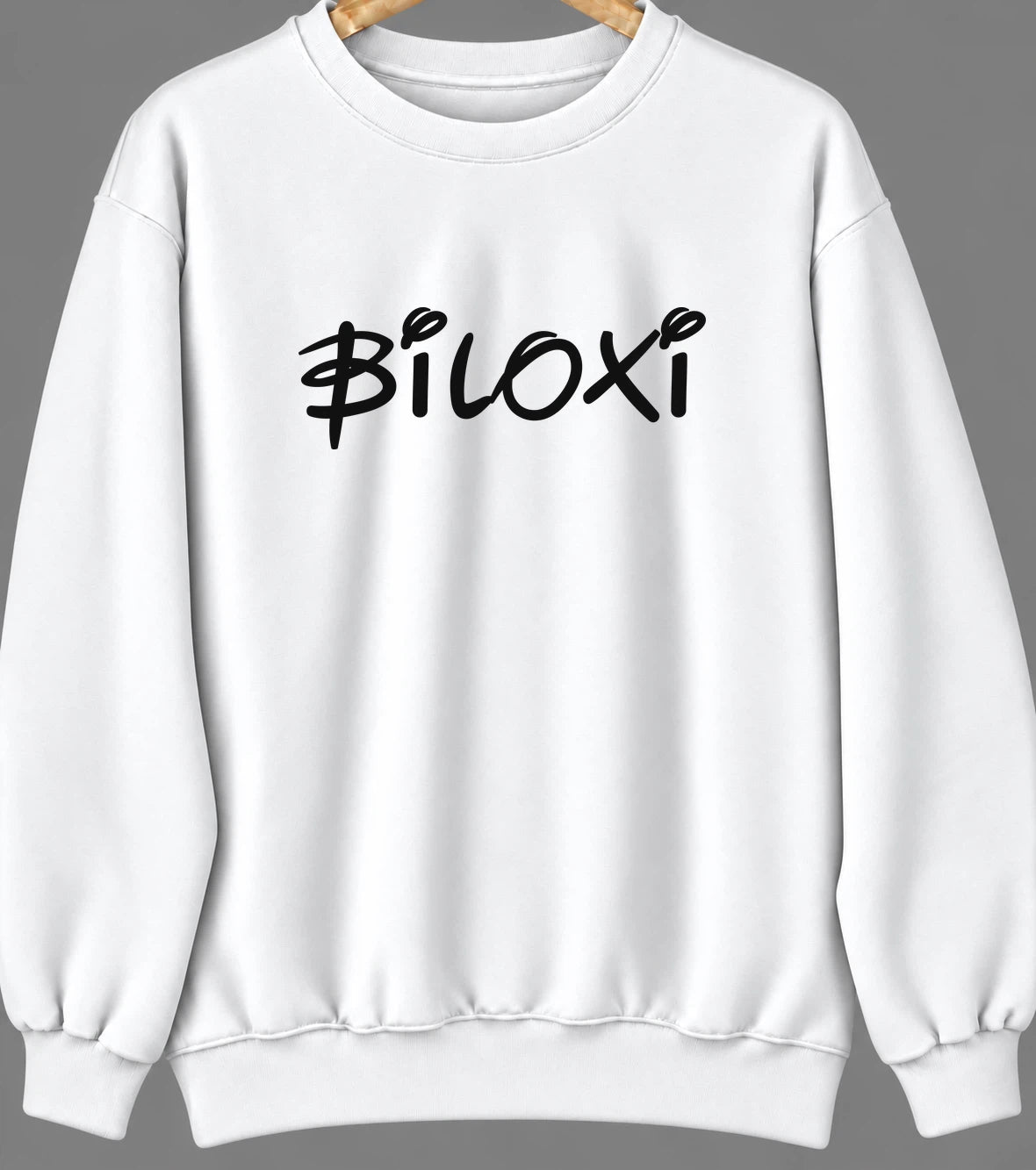 Biloxi, Mississippi Hometown Crewneck — White