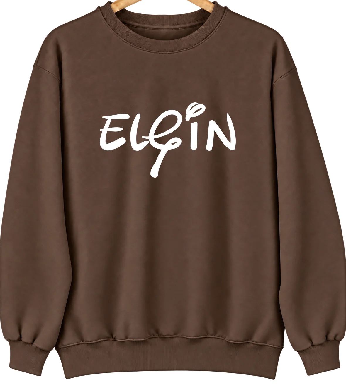 Elgin, North Dakota Hometown Crewneck — Brown