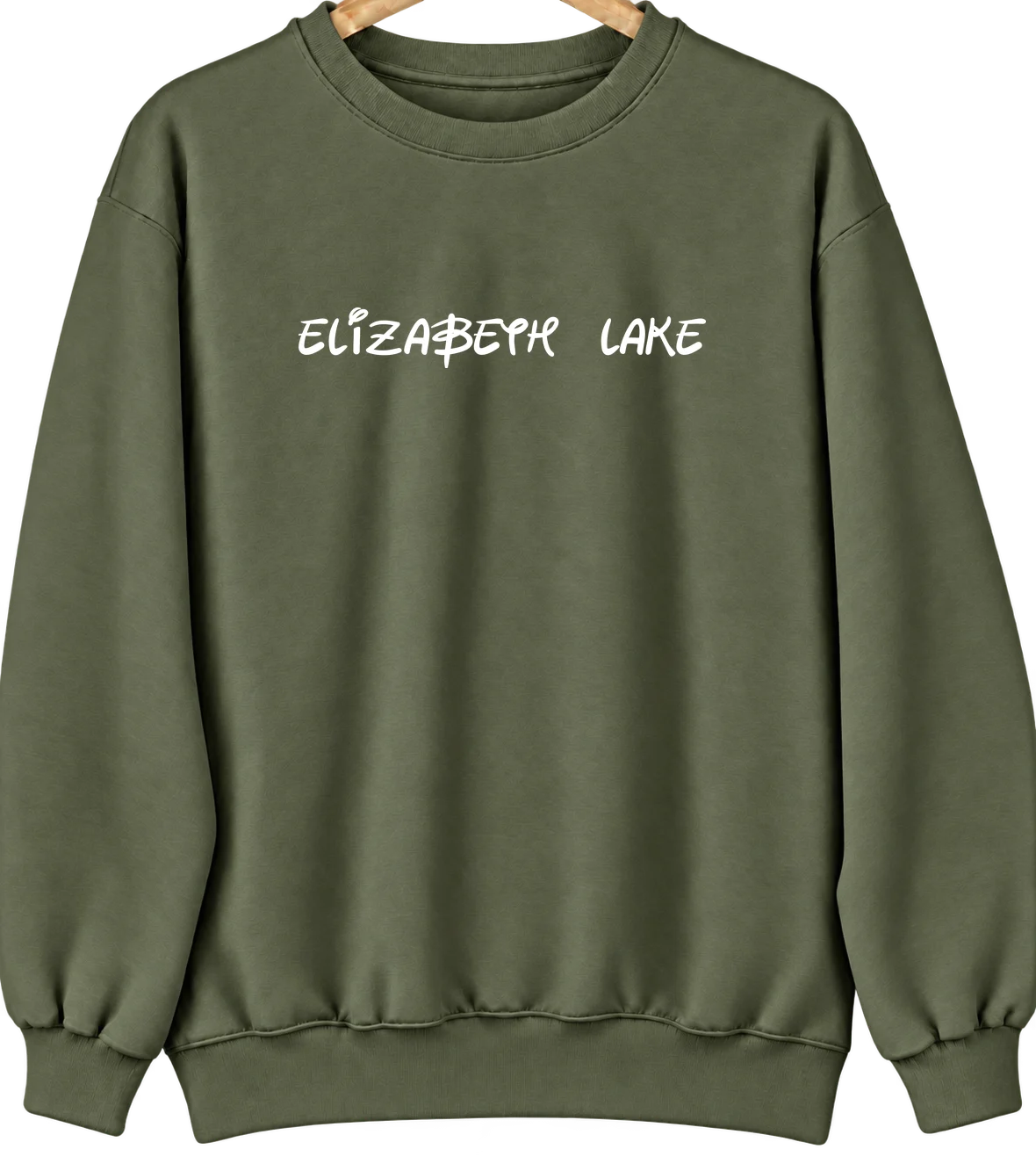 Elizabeth Lake, California Hometown Crewneck — Military Green