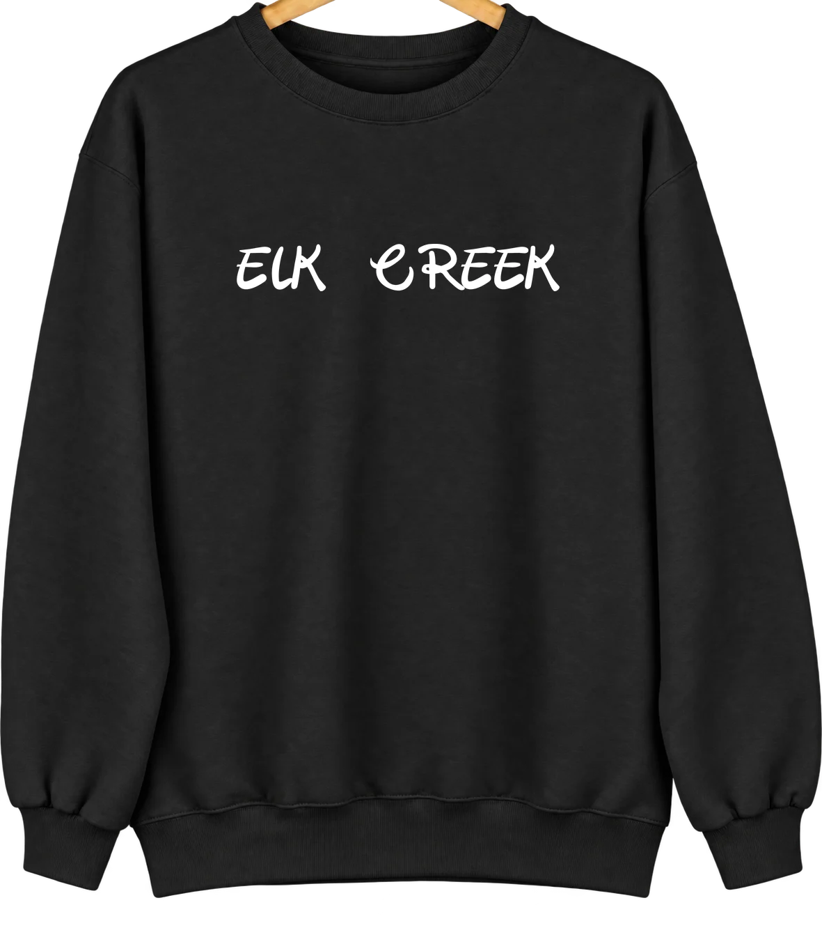 Elk Creek, Nebraska Hometown Crewneck — Black