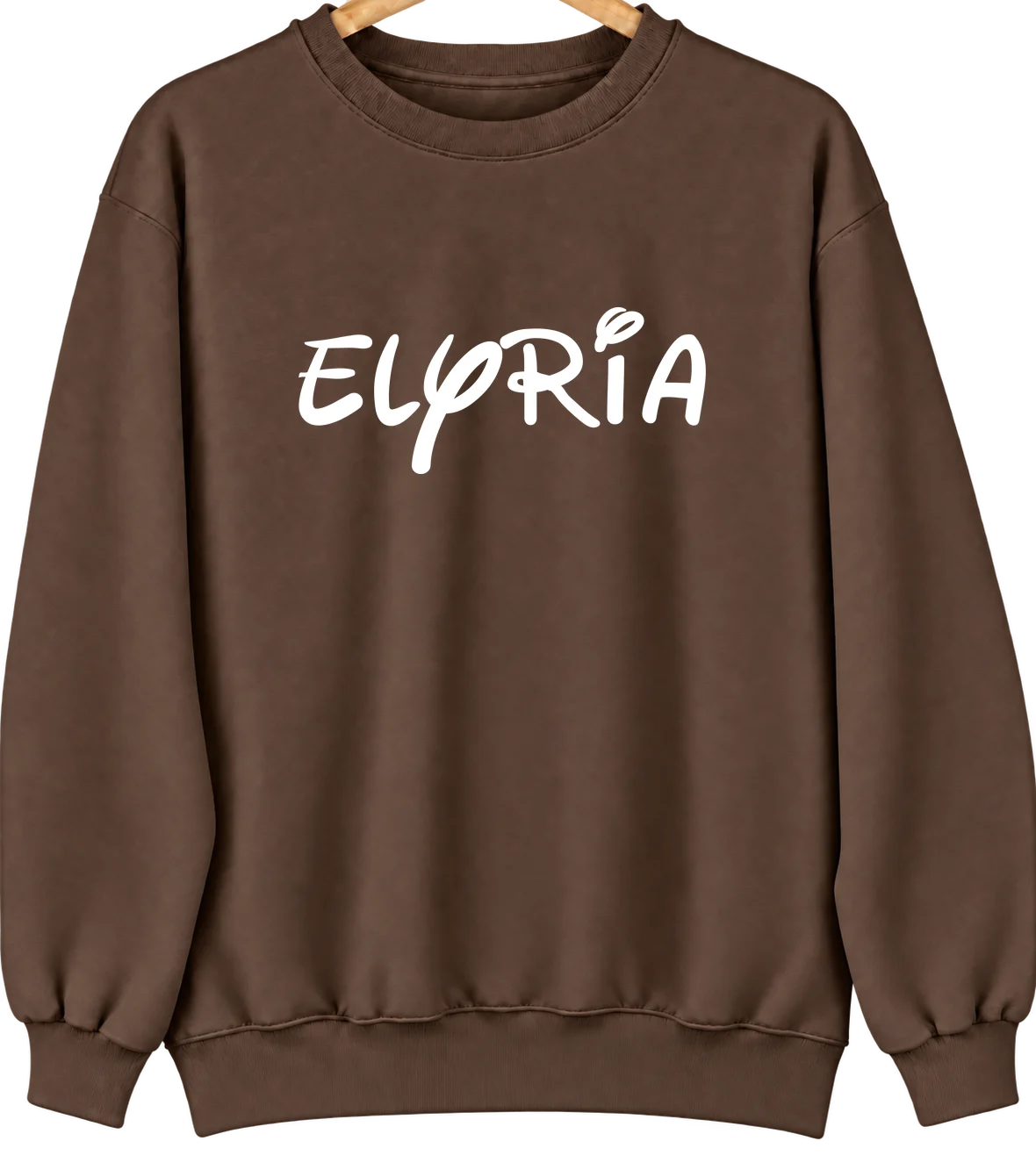 Elyria, Nebraska Hometown Crewneck — Brown
