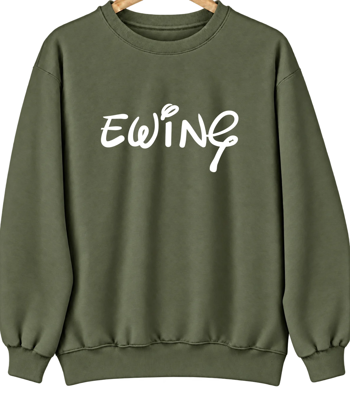 Ewing, Nebraska Hometown Crewneck — Military Green