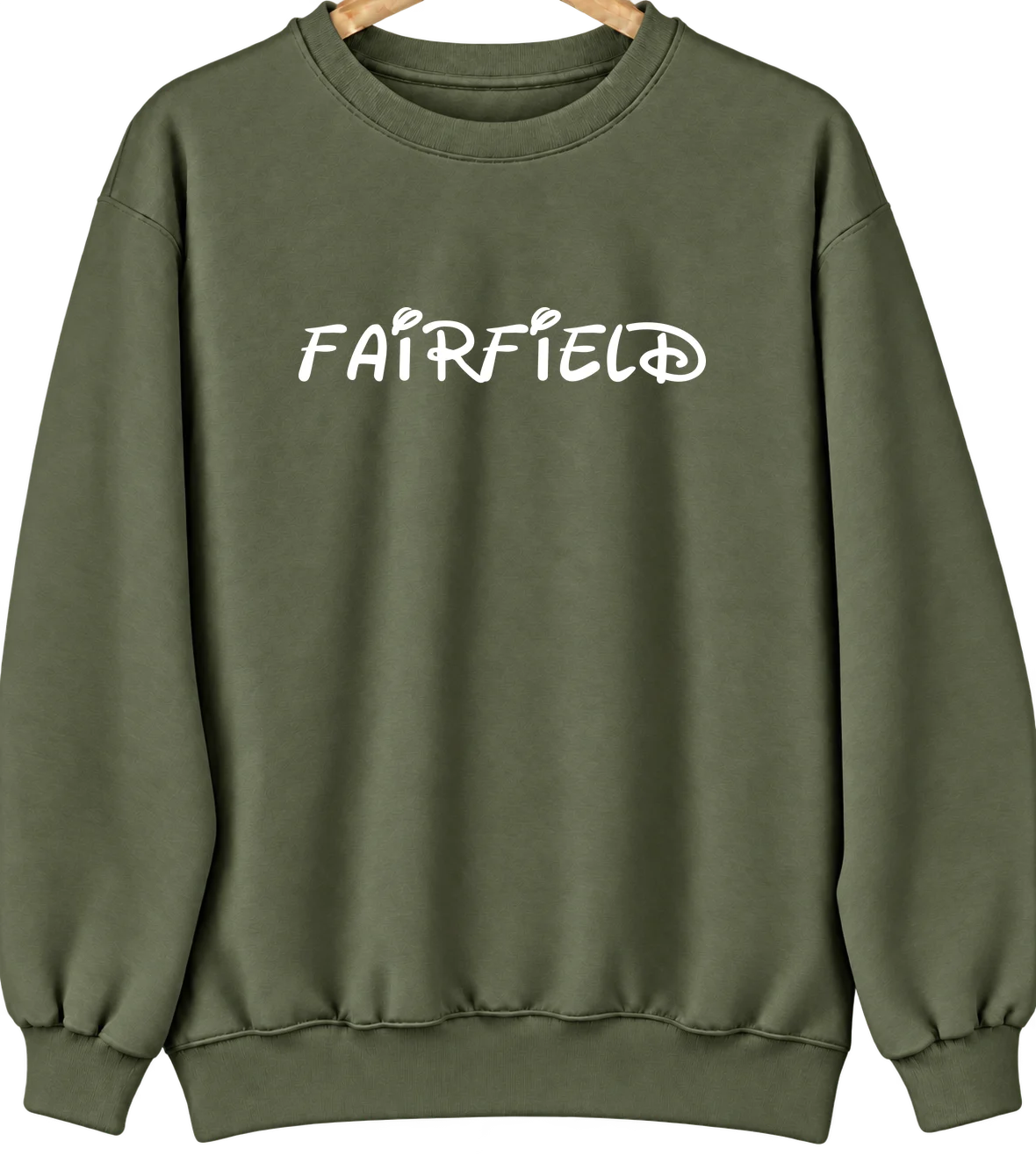 Fairfield, Maine Hometown Crewneck — Military Green