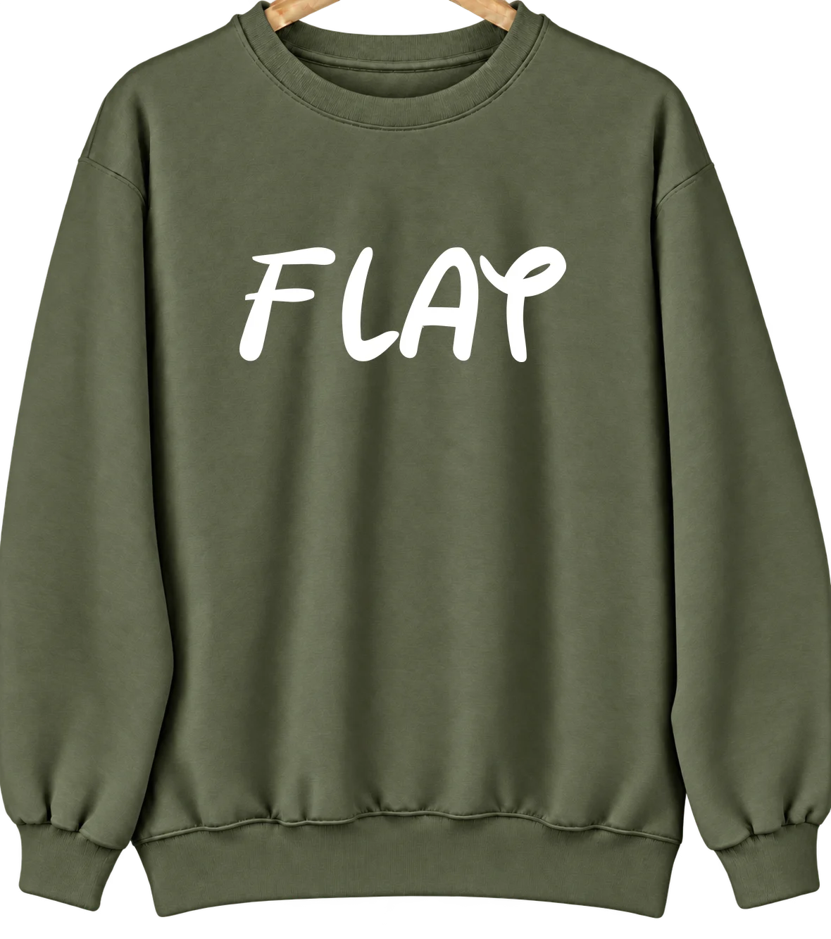 Flat, Texas Hometown Crewneck — Military Green