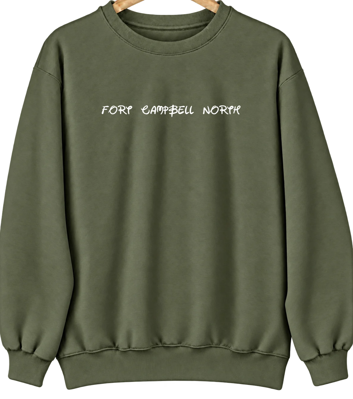 Fort Campbell North, Kentucky Hometown Crewneck — Military Green