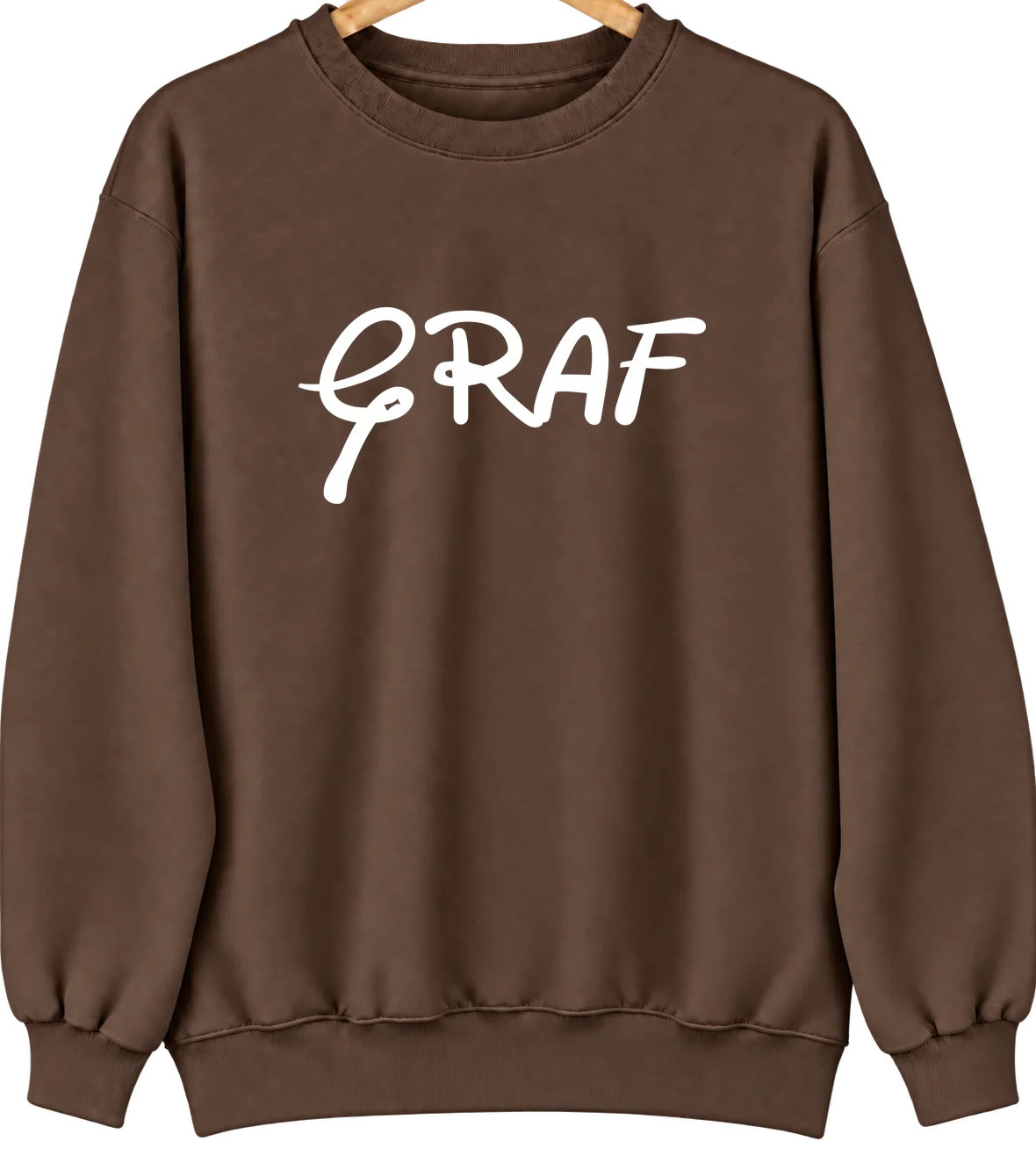 Graf, Iowa Hometown Crewneck — Brown