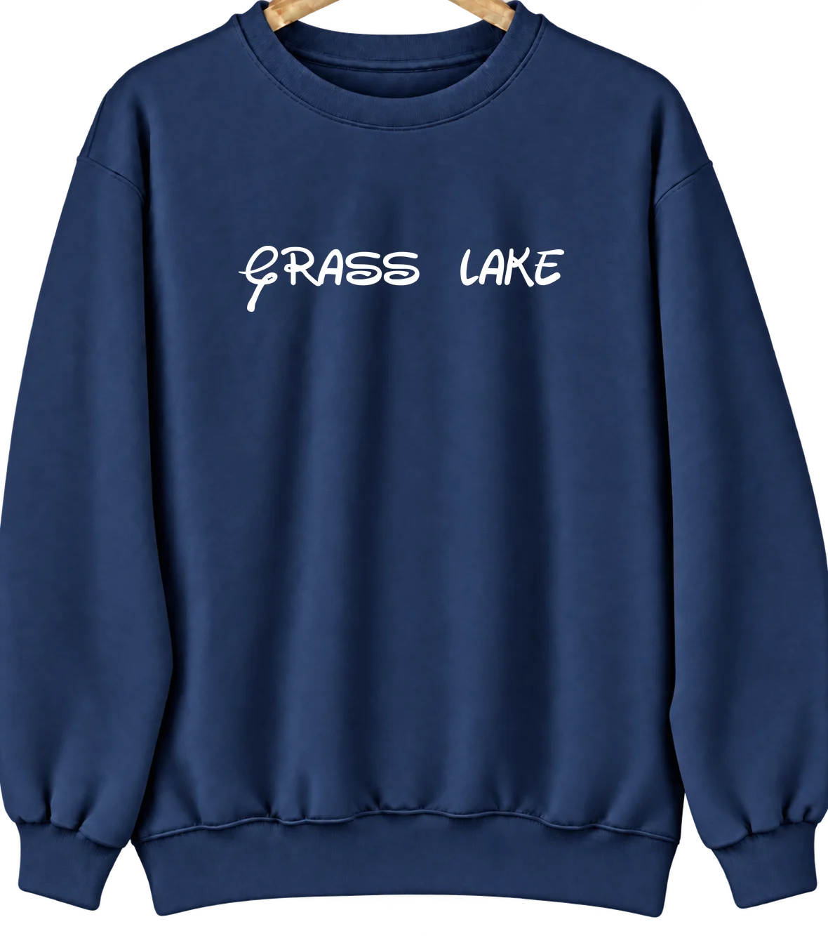 Grass Lake, Michigan Hometown Crewneck — Navy