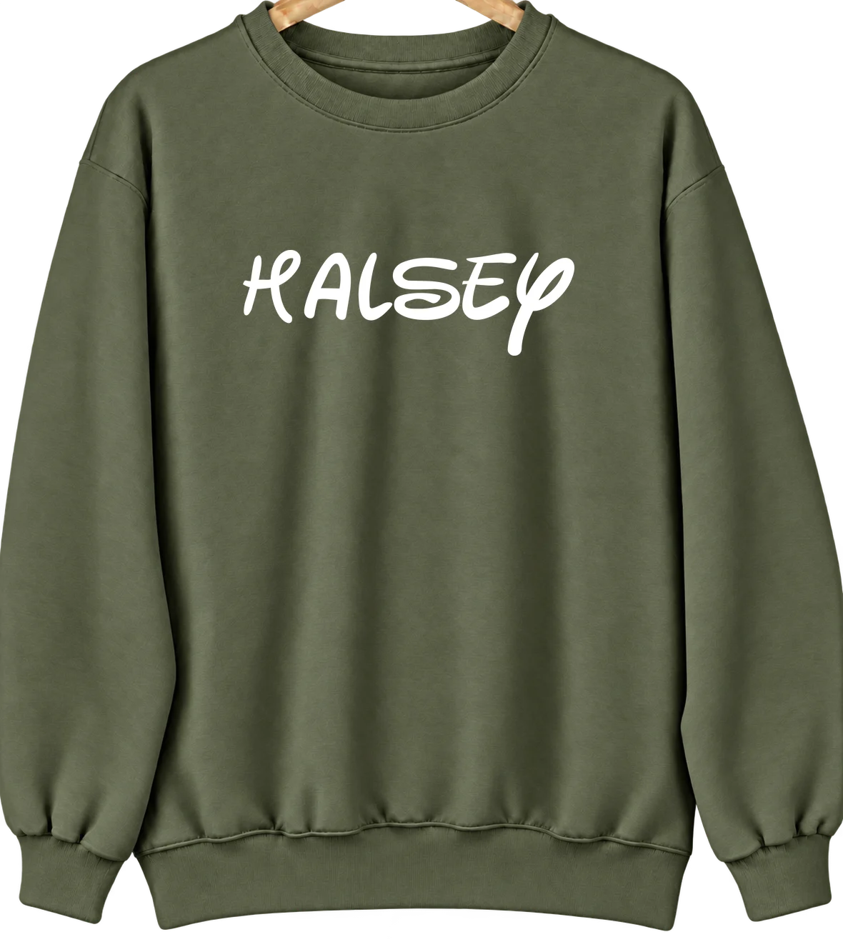 Halsey, Oregon Hometown Crewneck — Military Green