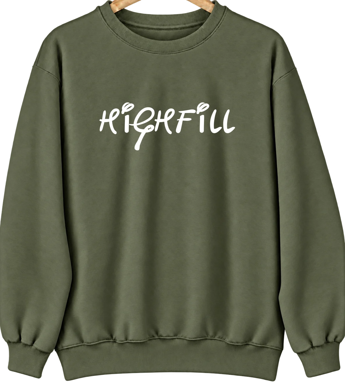 Highfill, Arkansas Hometown Crewneck — Military Green