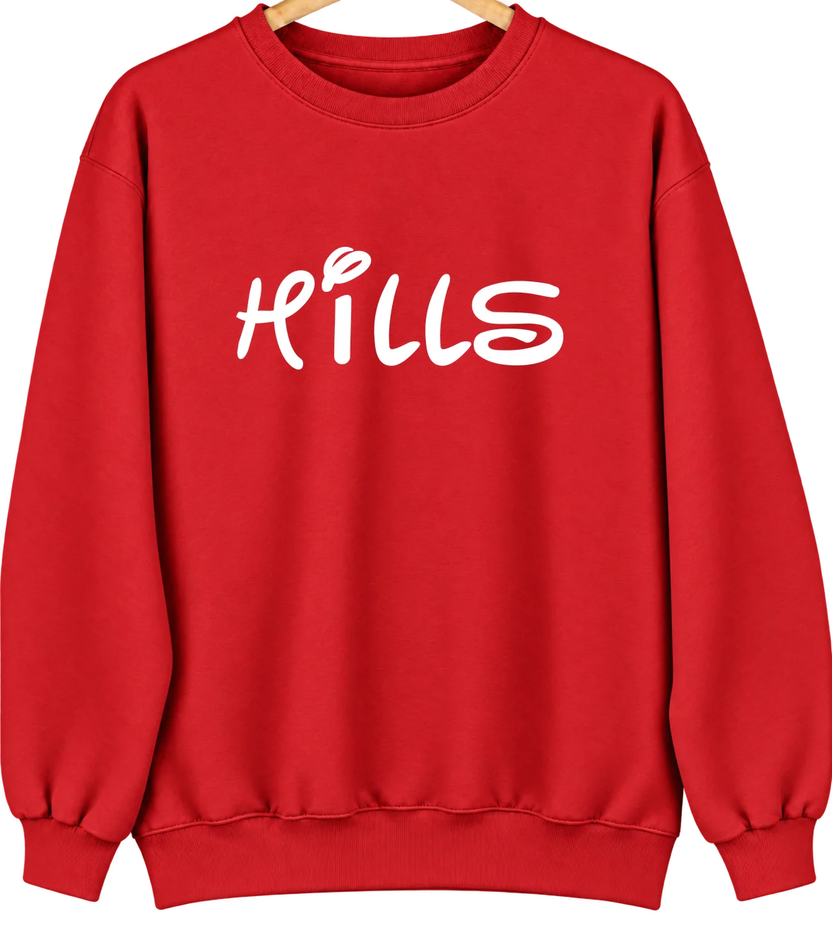 Hills, Iowa Hometown Crewneck — Red