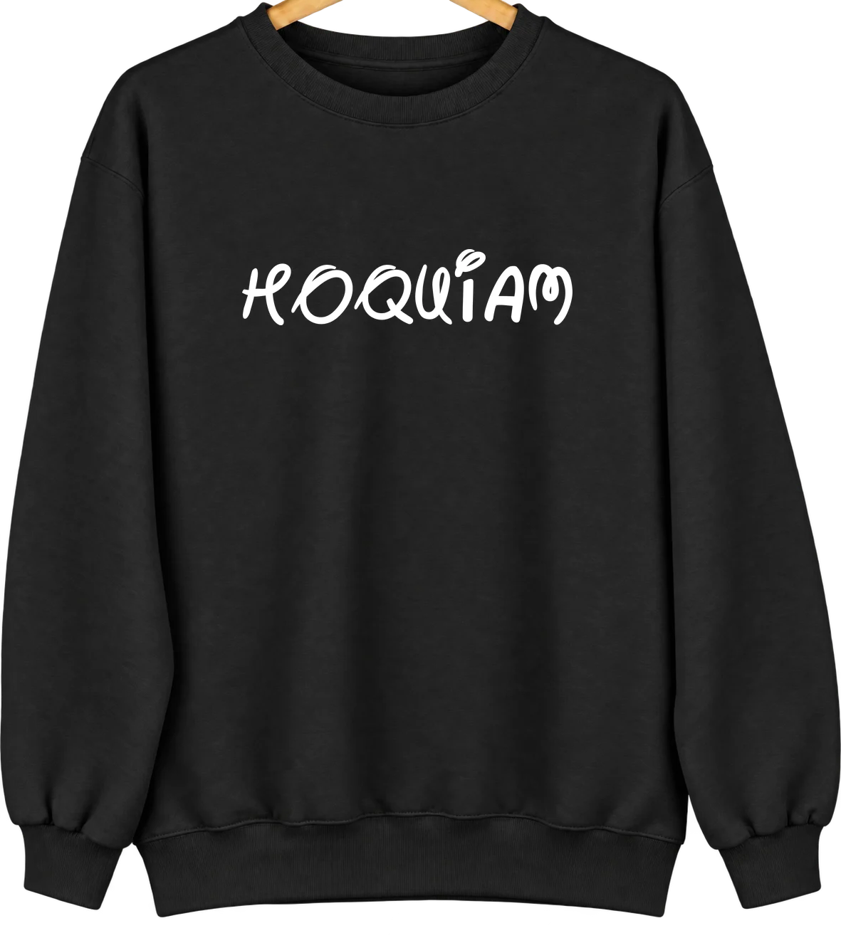 Hoquiam, Washington Hometown Crewneck — Black