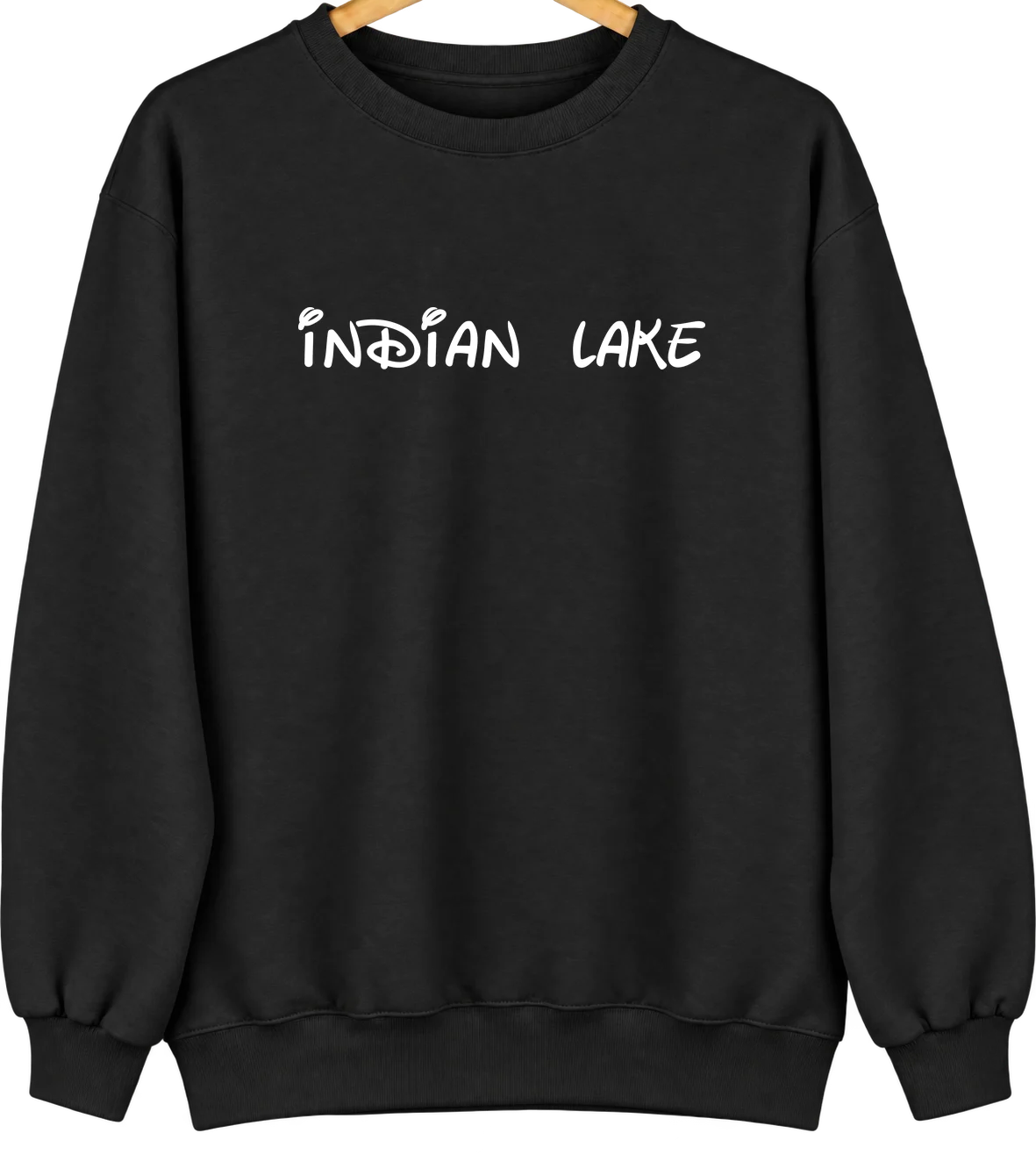 Indian Lake, Missouri Hometown Crewneck — Black