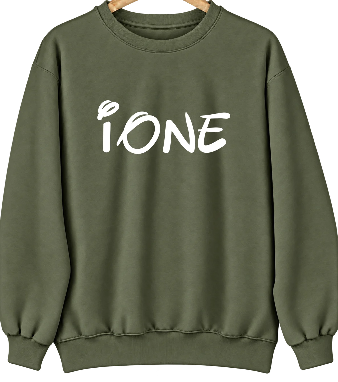 Ione, Oregon Hometown Crewneck — Military Green