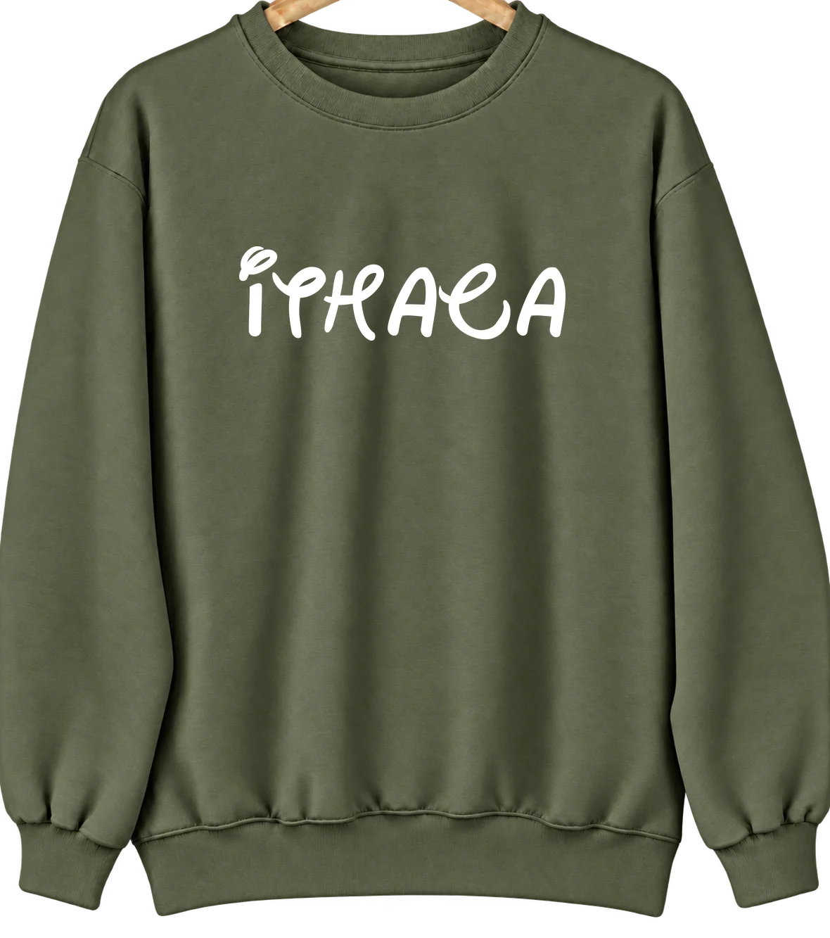 Ithaca, Ohio Hometown Crewneck — Military Green