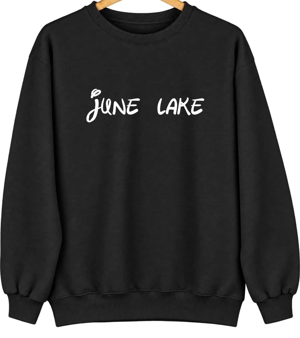 June Lake, California Hometown Crewneck — Black