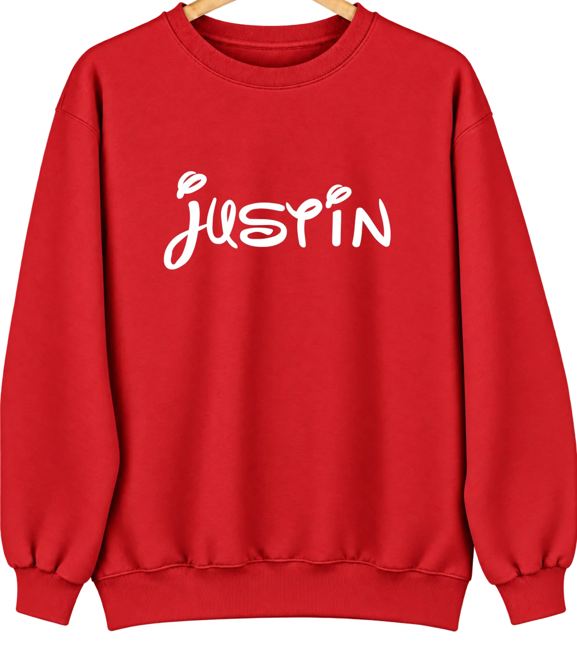 Justin, Texas Hometown Crewneck — Red