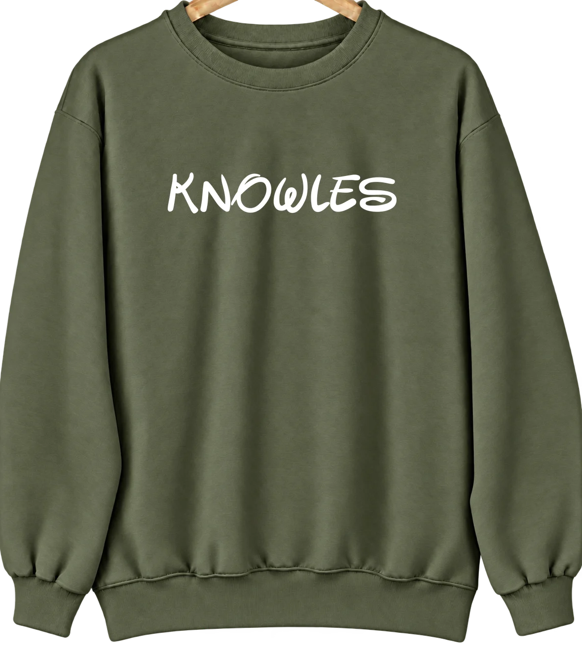 Knowles, Oklahoma Hometown Crewneck — Military Green