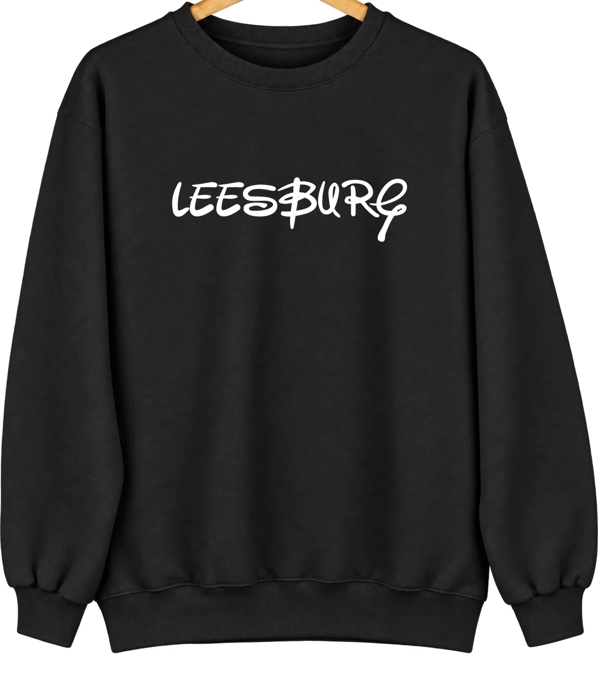 Leesburg, Ohio Hometown Crewneck — Black