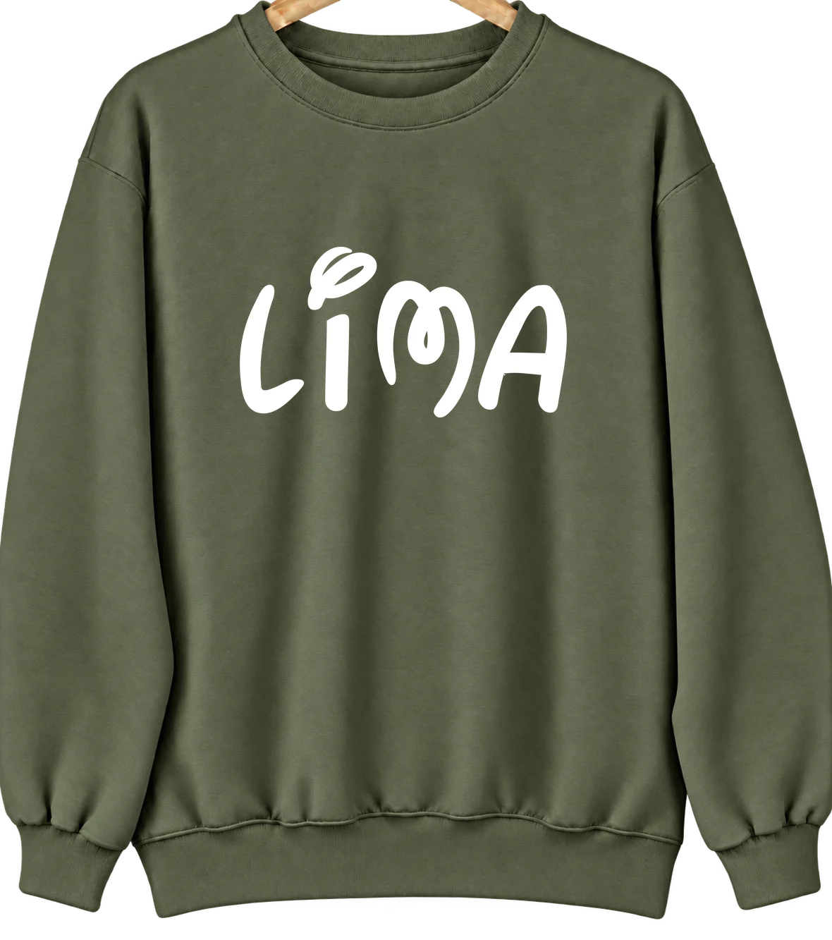 Lima, Oklahoma Hometown Crewneck — Military Green
